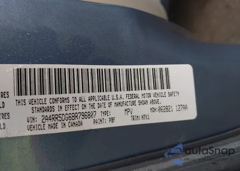 2011 Chrysler Town & Country Touring из США, поврежденный, VIN 2A4RR5DG6BR796807